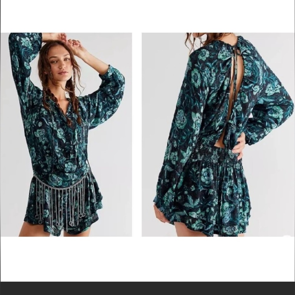 Free people Dance 'Til Dawn Romper (NWOT)
floral small black green